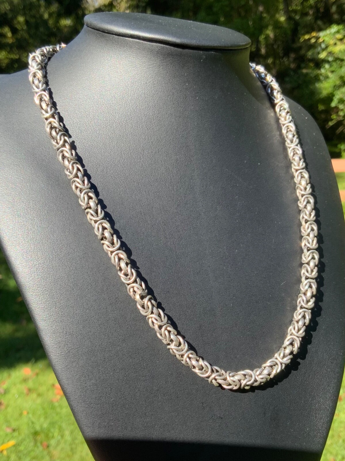 Vintage Sterling Silver 18” Byzantine Necklace Artisan Handcrafted 54.5 Grams