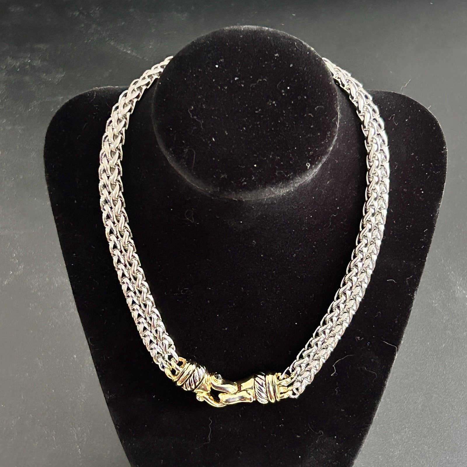 Vtg Two Strand Wheat Link Chain Necklace In The D.Y Style. Sm Neck Only