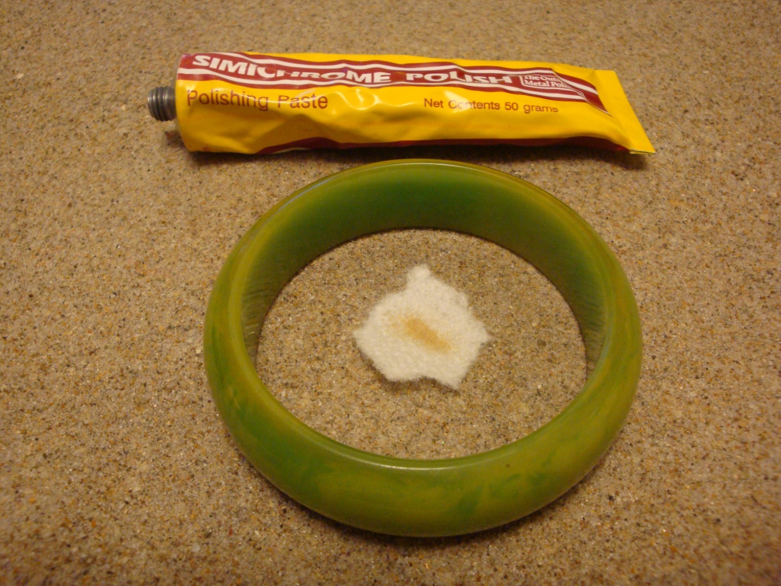 Vintage 3/4″ Bakelite Bracelet! Mottled Lime Green & Yellow Custard Colors!