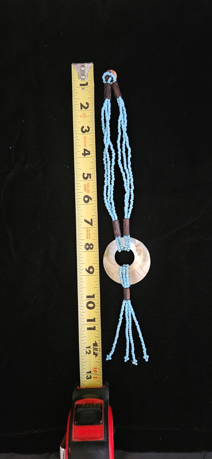 Vintage 80s Abalone Shell Turquoise Seed Bead Multi Strand Choker Necklace