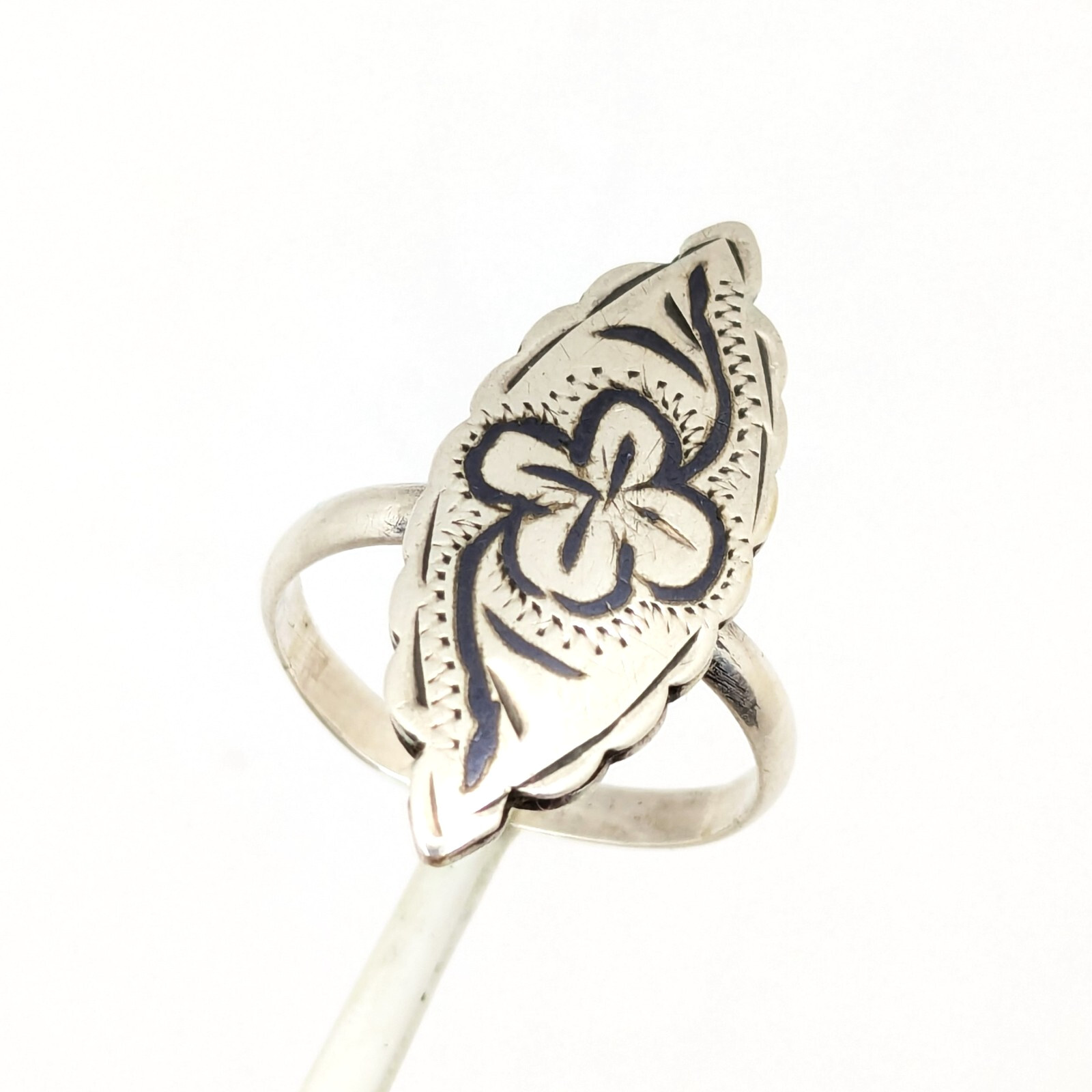 Vintage RING Silver⭐925 stamp Star USSR with Blackening -size: 7US (17.5mm)| #20