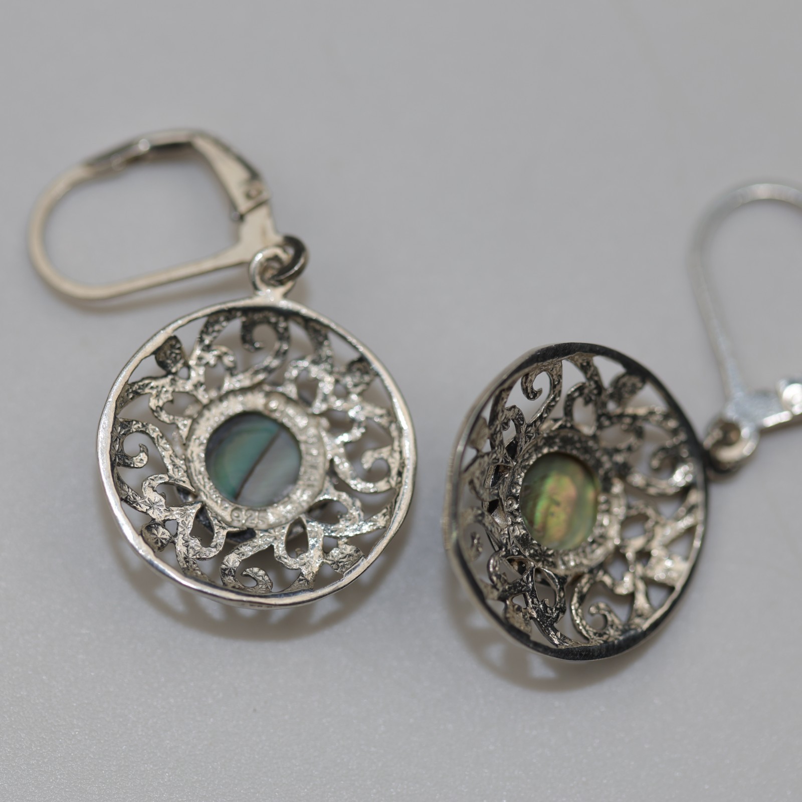 Abalone Gemstone Dangle Earrings Sterling Silver
