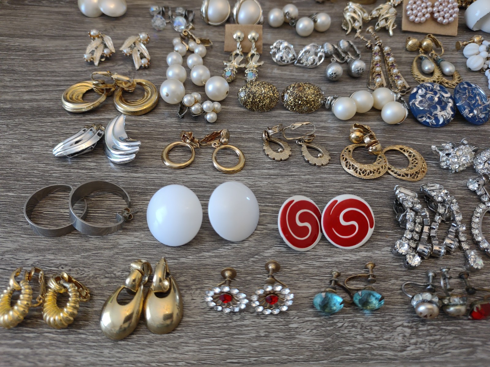 Estate Mixed Lot Costume Jewelry Earrings 77pr Clip On Screwback