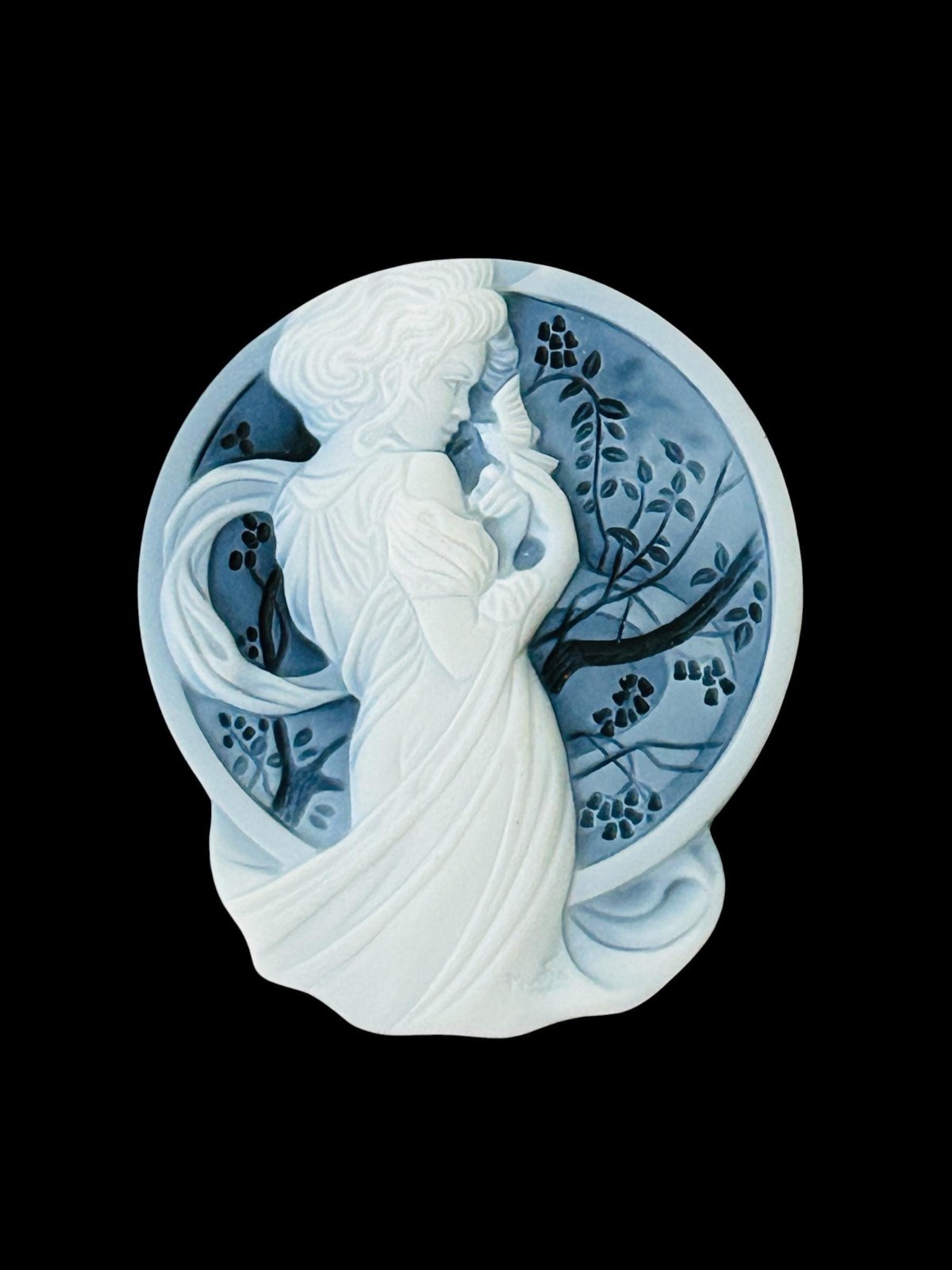 Vintage Carved Agate Alphonse Mucha Loose Cameo The Months May