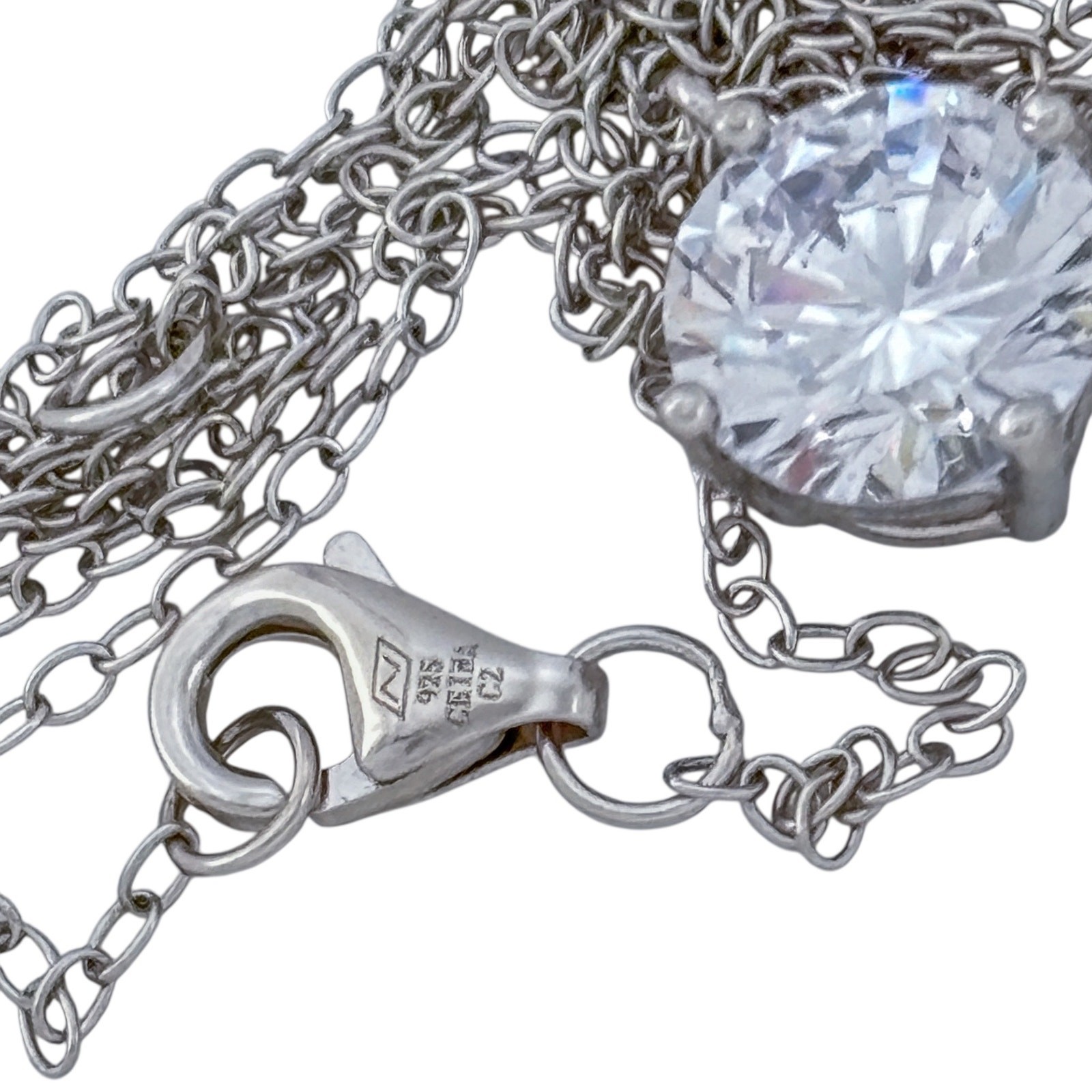 Vintage Sterling Silver 925 Cubic Zirconia Pendant Necklace 16″, 17,” 18″