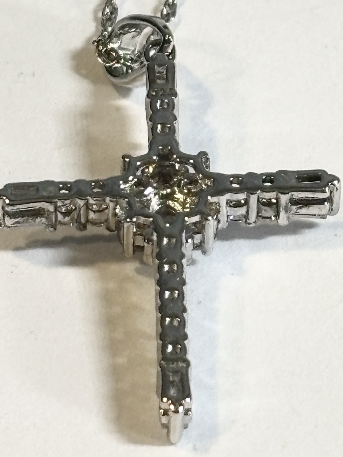 Vintage 925 Sterling Crystal Cross Necklace 18” 3)4 X 1”
