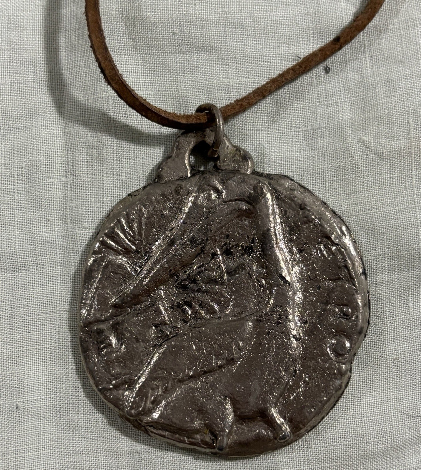 1958 Vintage Mykonos Greece Petros Pelican Pendant Necklace Windmill Souvenir