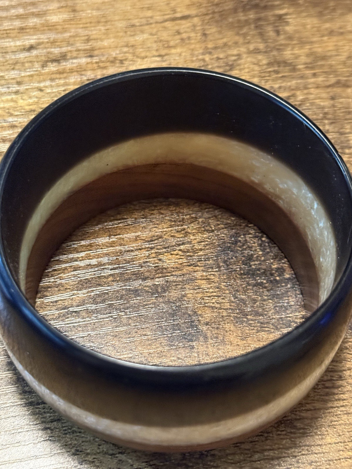 Vintage Lucite And Wood Bangle Bracelet