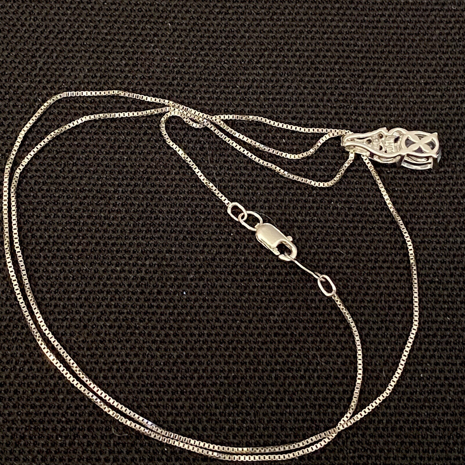 DAINTY ESTATE STERLING SILVER TOPAZ & WHITE SPINEL COCKTAIL NECKLACE 18” LONG