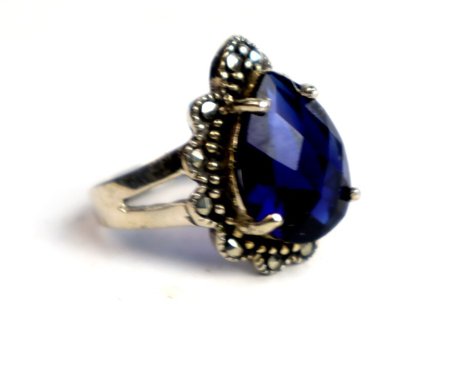 Finest Clear Deep Blue Topaz .925 Sterling Silver Ring #9.5