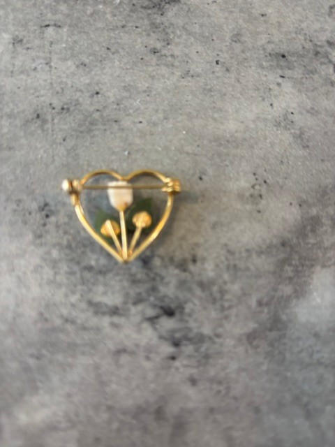 Vintage Lot of 3 Gold Tone Open Heart Brooch Pin Romantic-Tulip, Heart and Arrow