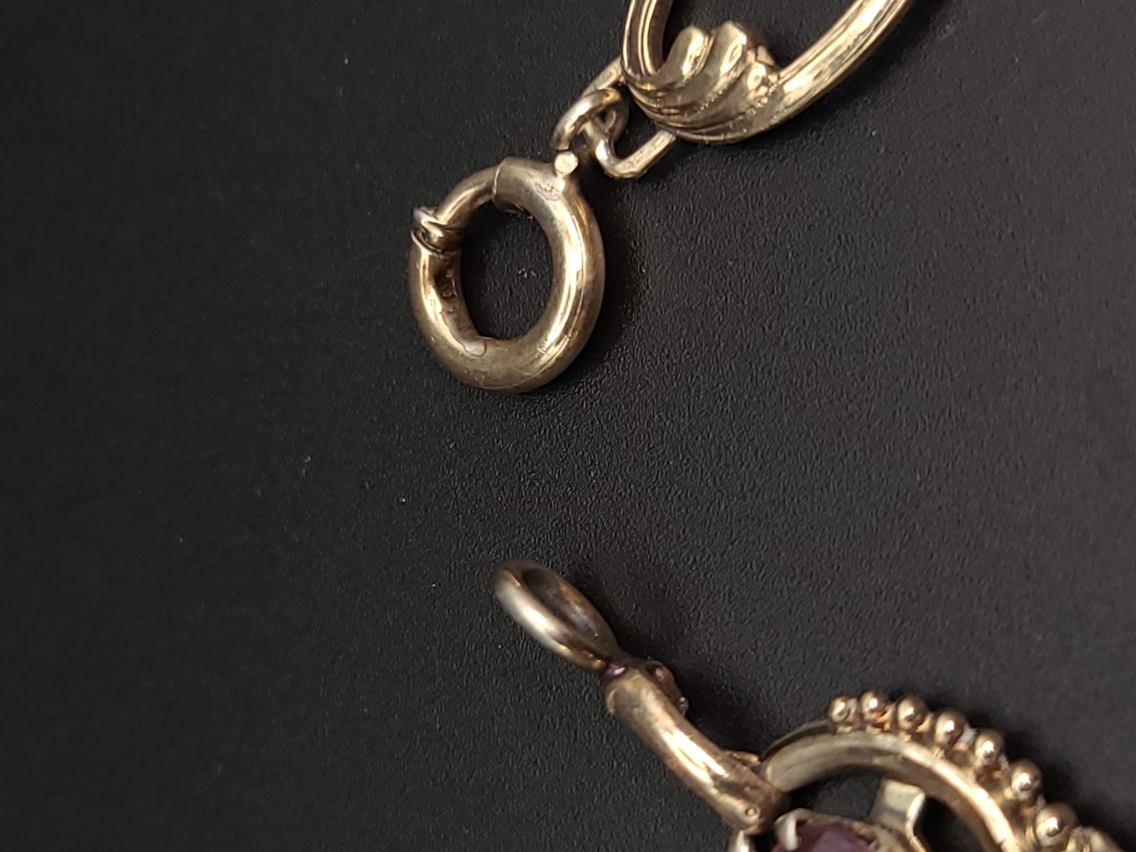 Vintage Harry Iskin 1/20 10K Gold Filled Purple Glass Bracelet 16cm