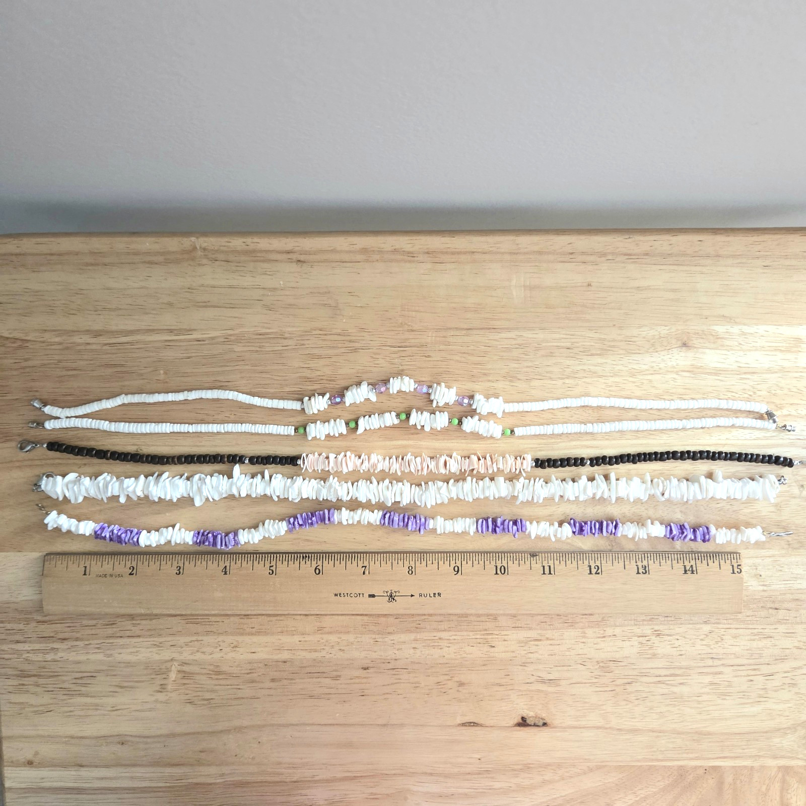 5 Surfer Heishi Puka Shell Necklace Hawaiian Vintage