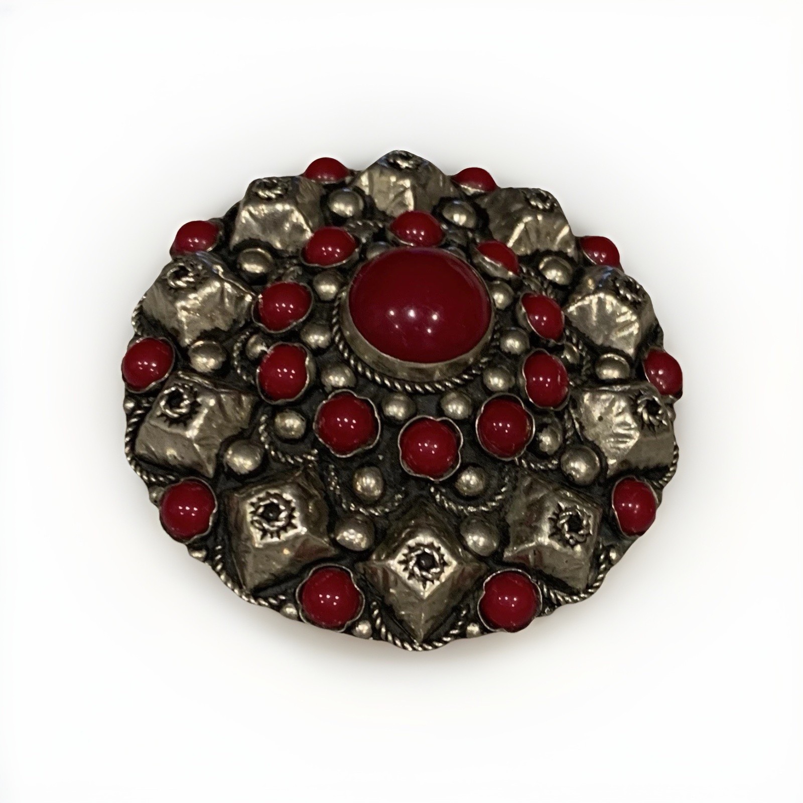 Circa 1920 S Silver Red Agate Brooch