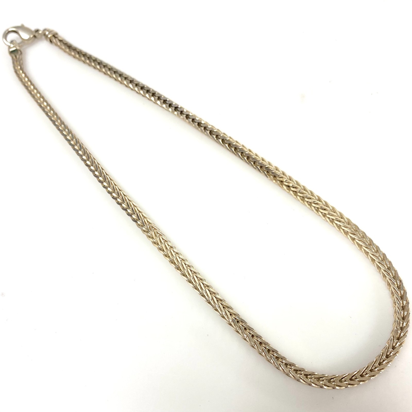 v947 Vintage Sterling Silver 17″ Long Spiga or Wheat Style Link Chain Necklace