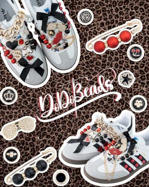 85 Pcs Junk Socks Charms Kit Charms for Socks, Brooches and Pins Black and Red