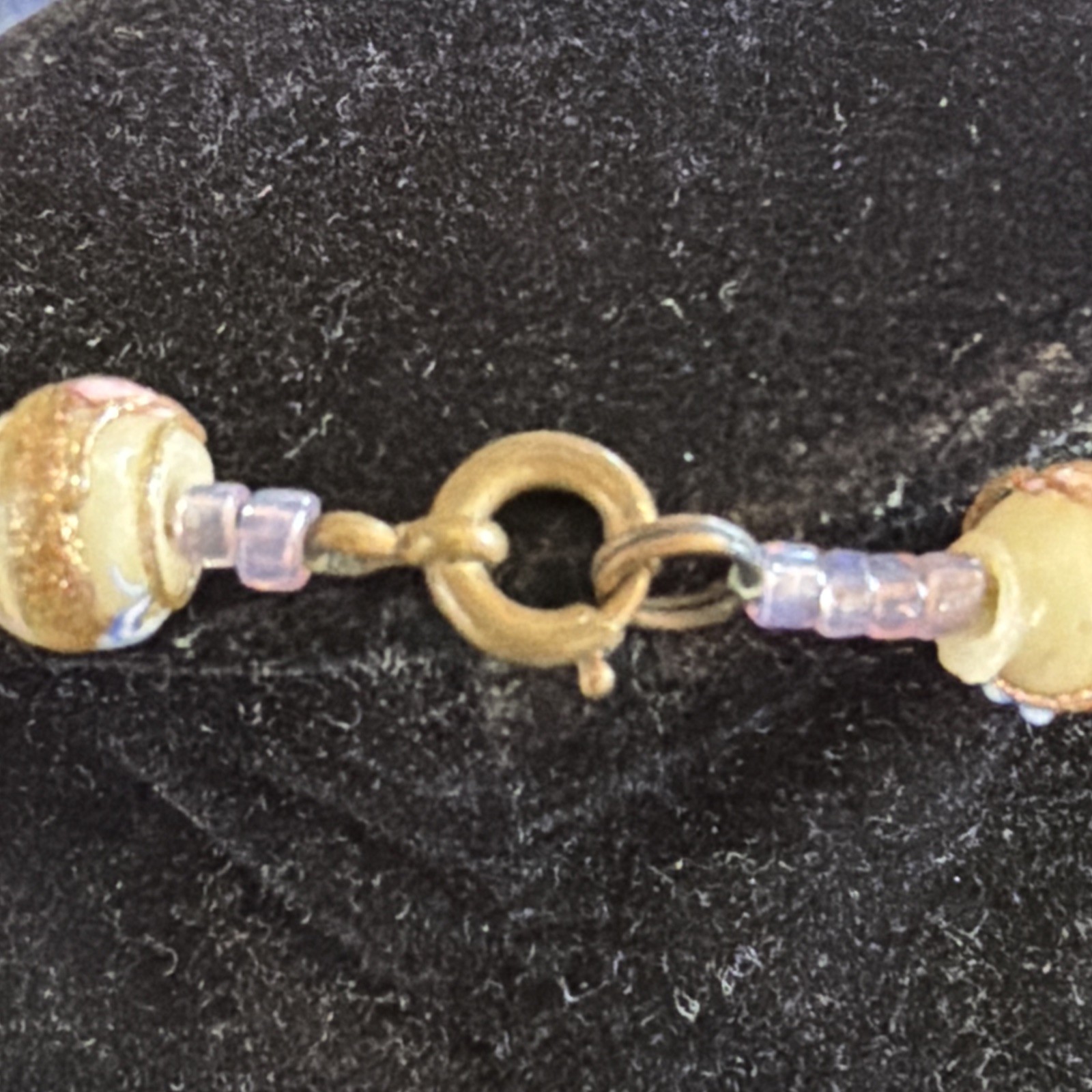 Vintage Murano Venetian Art Glass Necklace, Wedding Cake beads Ivory Gold Pink!