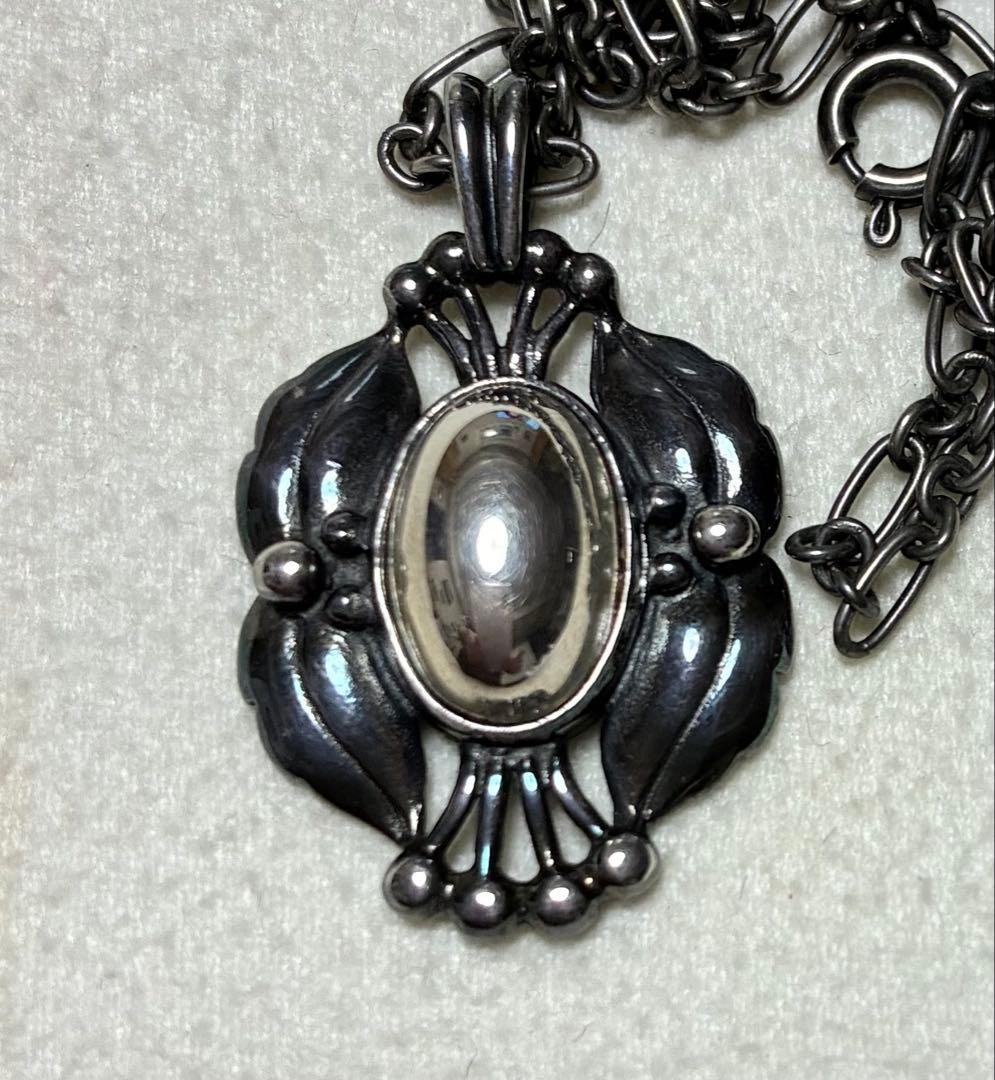 Georg Jensen Necklace 2000 Silver 925 Ear Pendant Classic Design 45cm