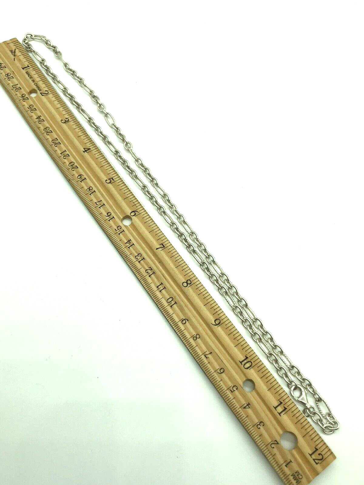 Stamped Link Chain Necklace Designer Fancy Sterling Silver 23″ Vintage