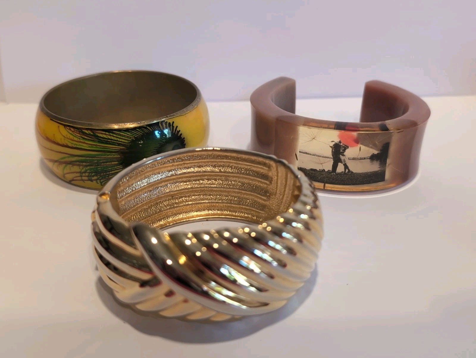 Lot Of Vintage Cuff, Hindge, Enamel, Plastic ,Chuncky Bracelets