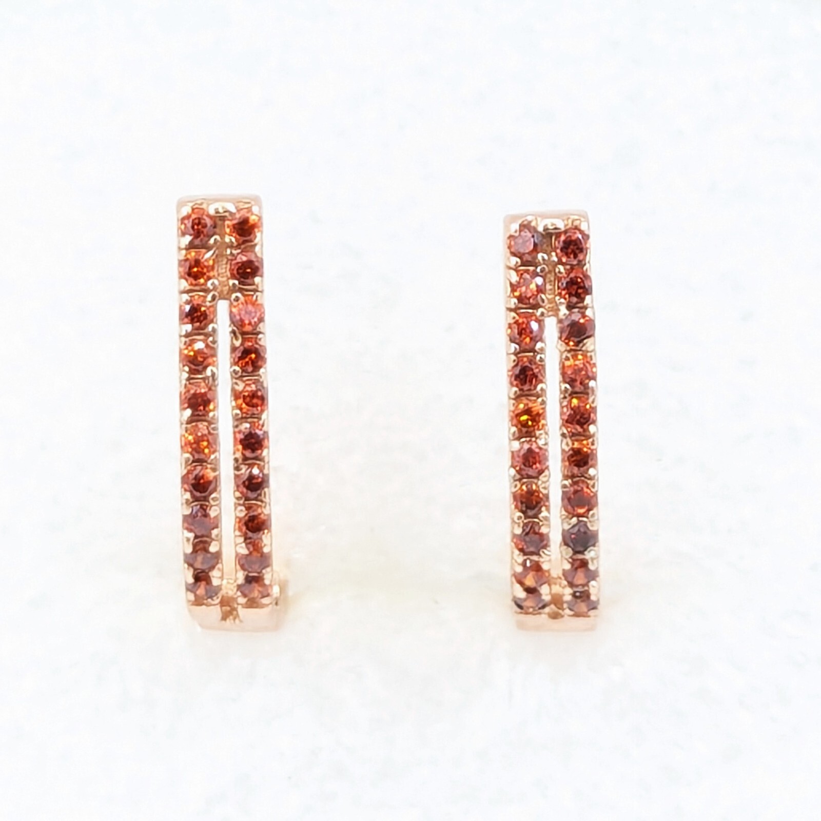 Vintage Luxury Earrings Sterling Silver 925 with Bright Red Stones -4.79g. | #16