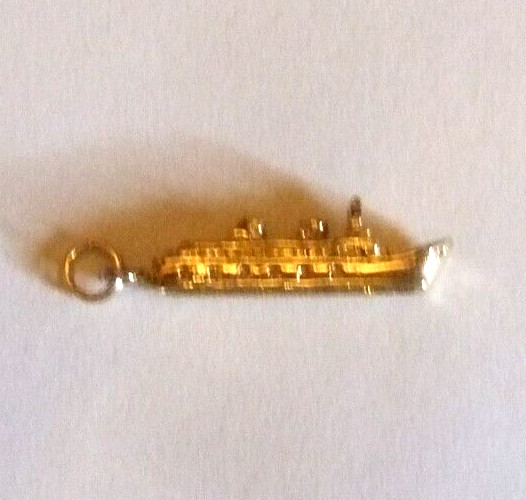 Ocean Liner Charm Gold Plated Sterling Ship Charm for Bracelet Vintage Charm