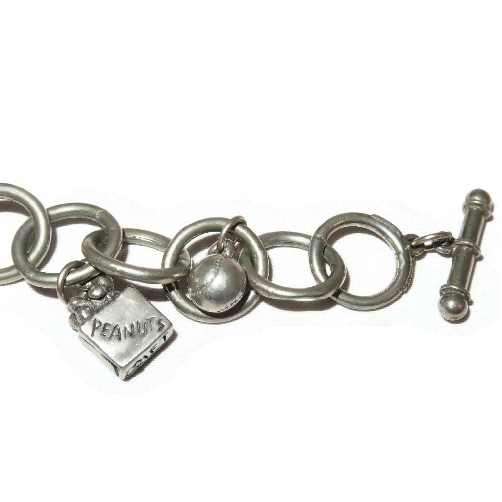 Jim Clift Pewter Charm Bracelet with BASEBALL Theme, 7 Charms