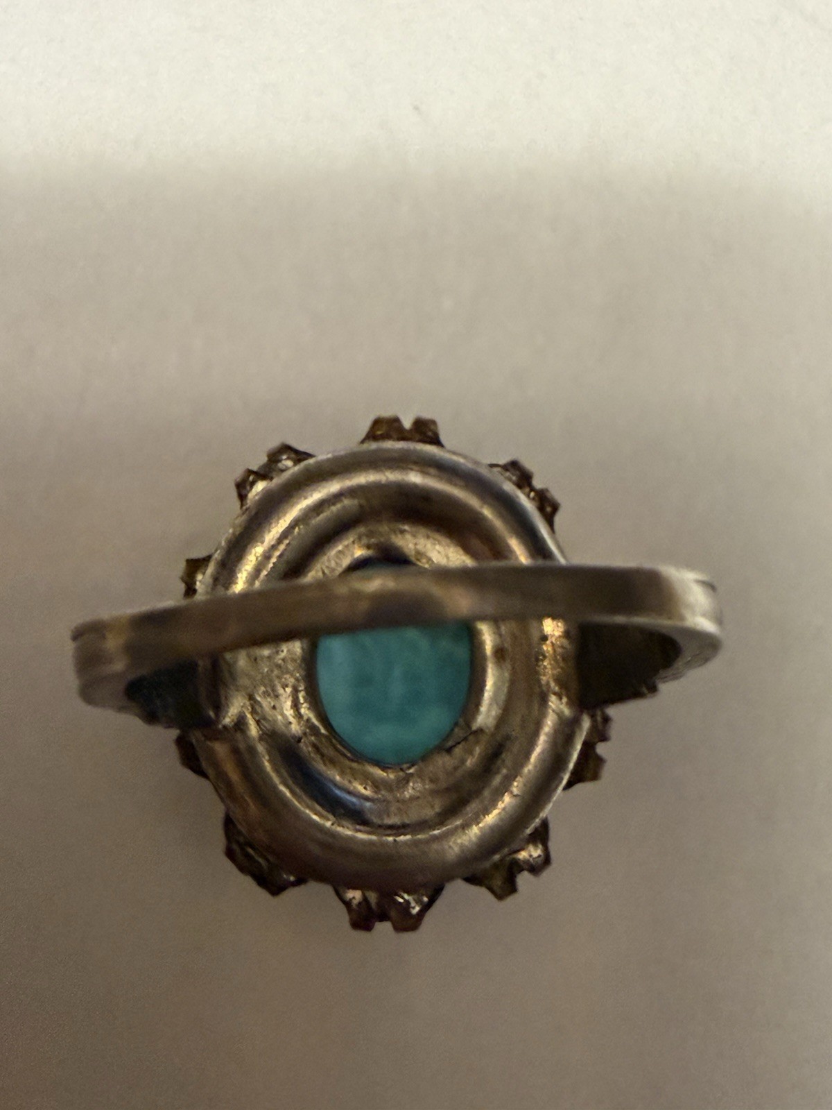 VTG Art Deco Prong Set Ring / Blue Center Stone / White Stones / Size 4