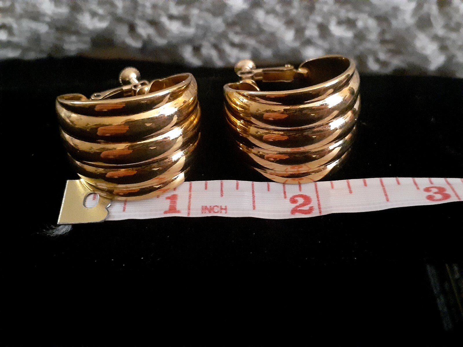 Vintage Napier Goldtone Wide Hoop adjustable clip on Earrings