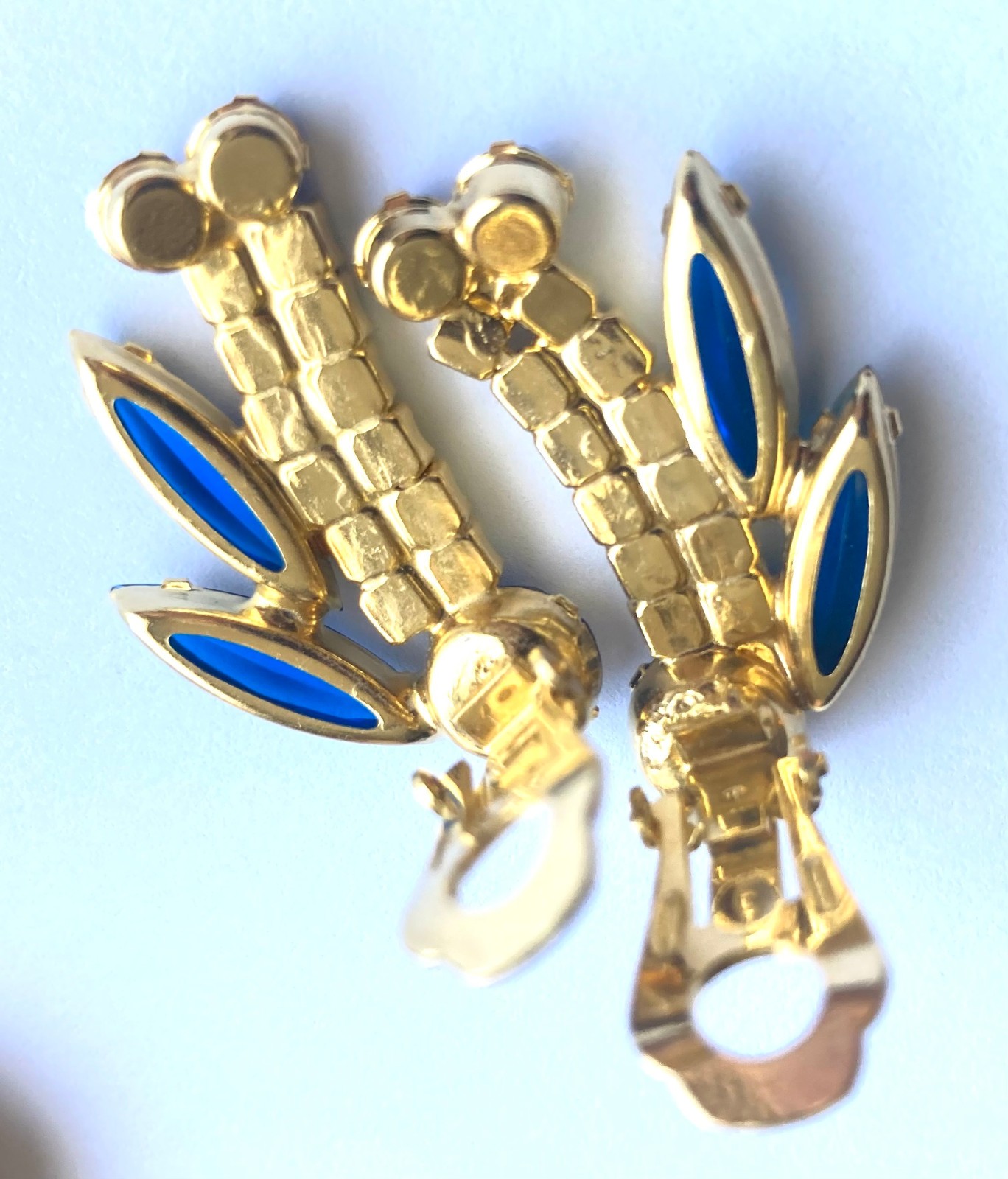 Verified JULIANA D&E Blue Open Back Navette AB Rhinestone Brooch Earring Set