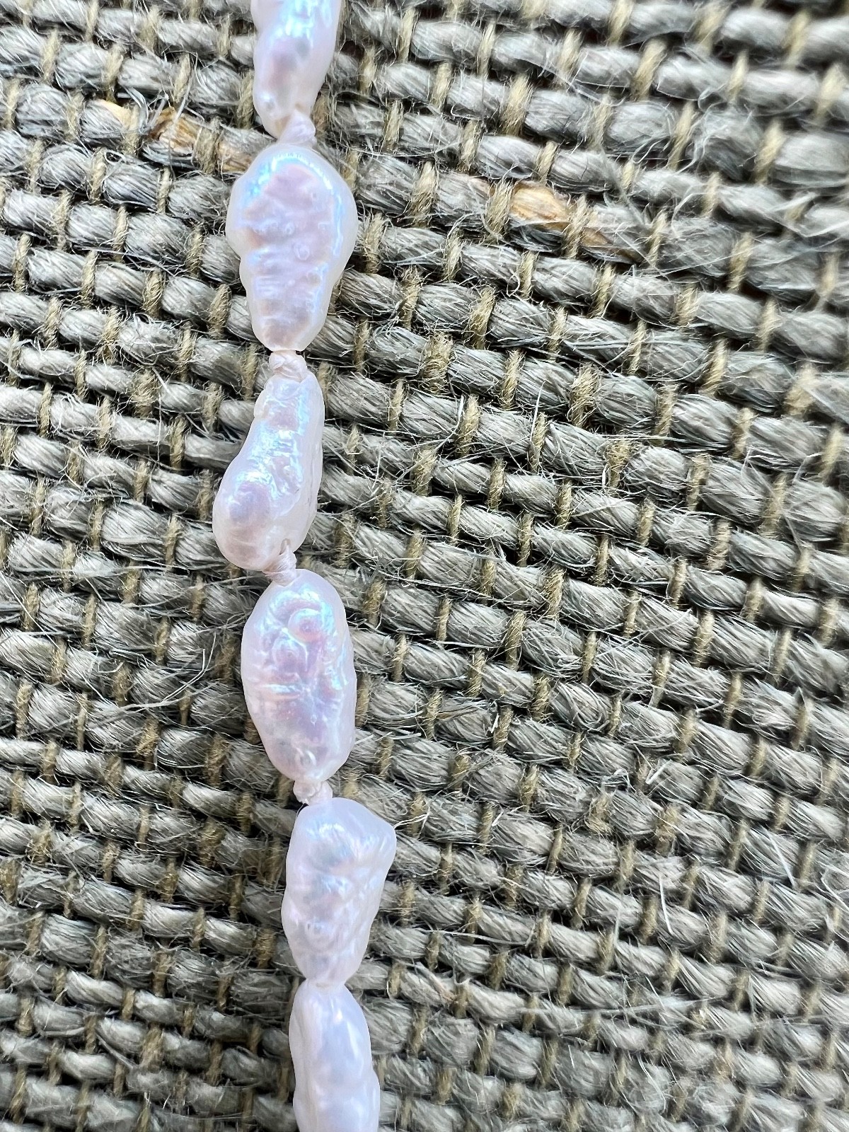 VTG Hand Knotted Freshwater Rice Pearl Necklace Sterling Silver Filigree Clasp