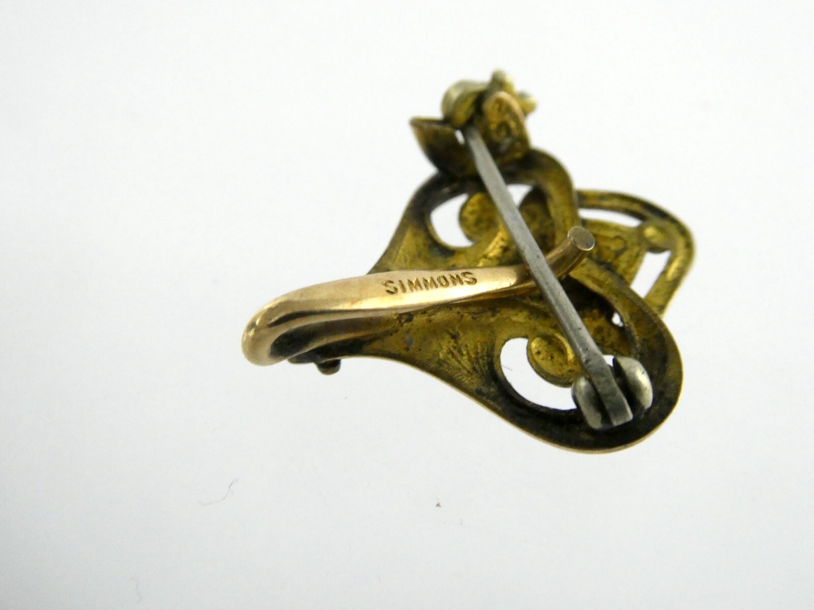 Antique RFS & Co Simmons Heart Shape Gold Fill Watch Fob or Pin 2.2g Unmarked