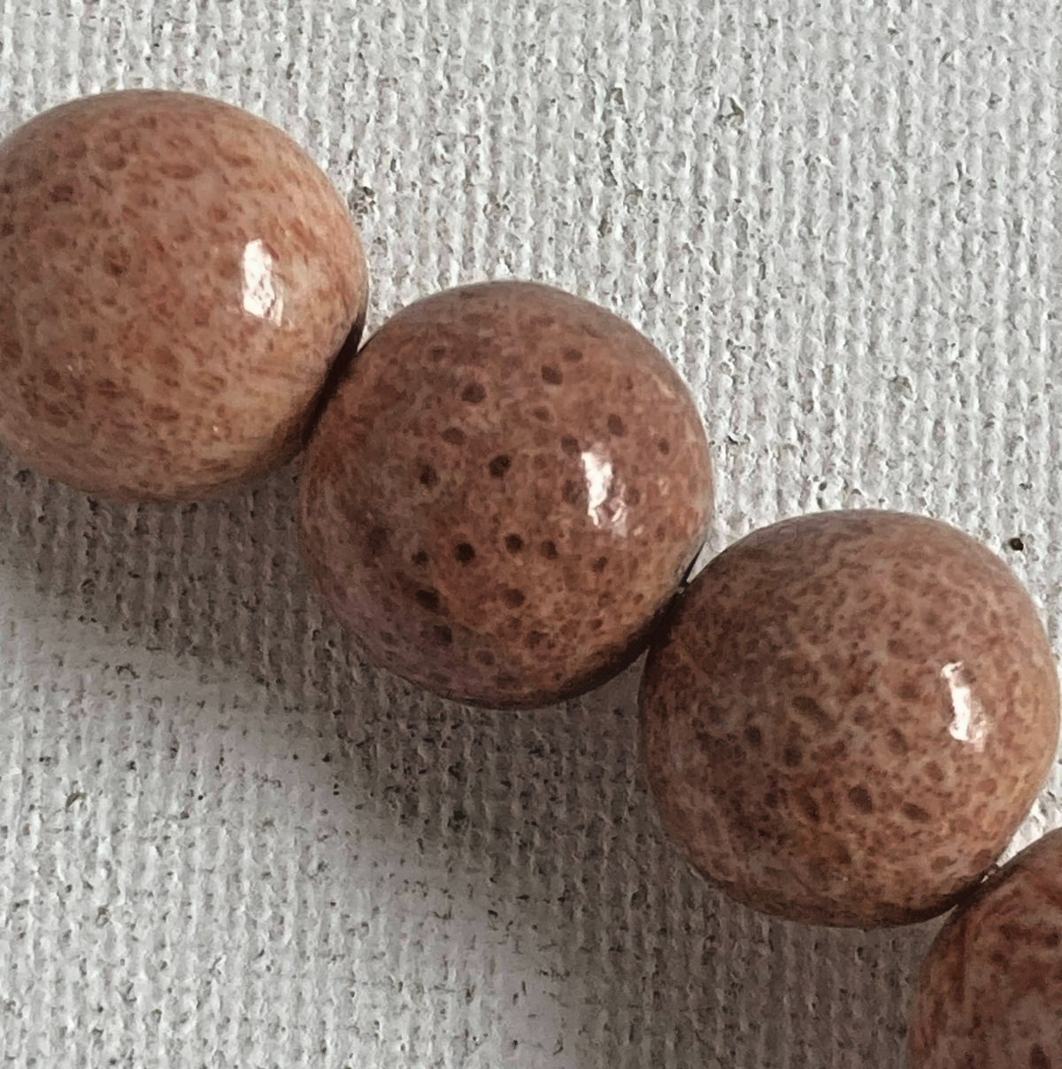 Necklace Vintage Muted Pink Beaded Choker Heavy Natural Beads 16″