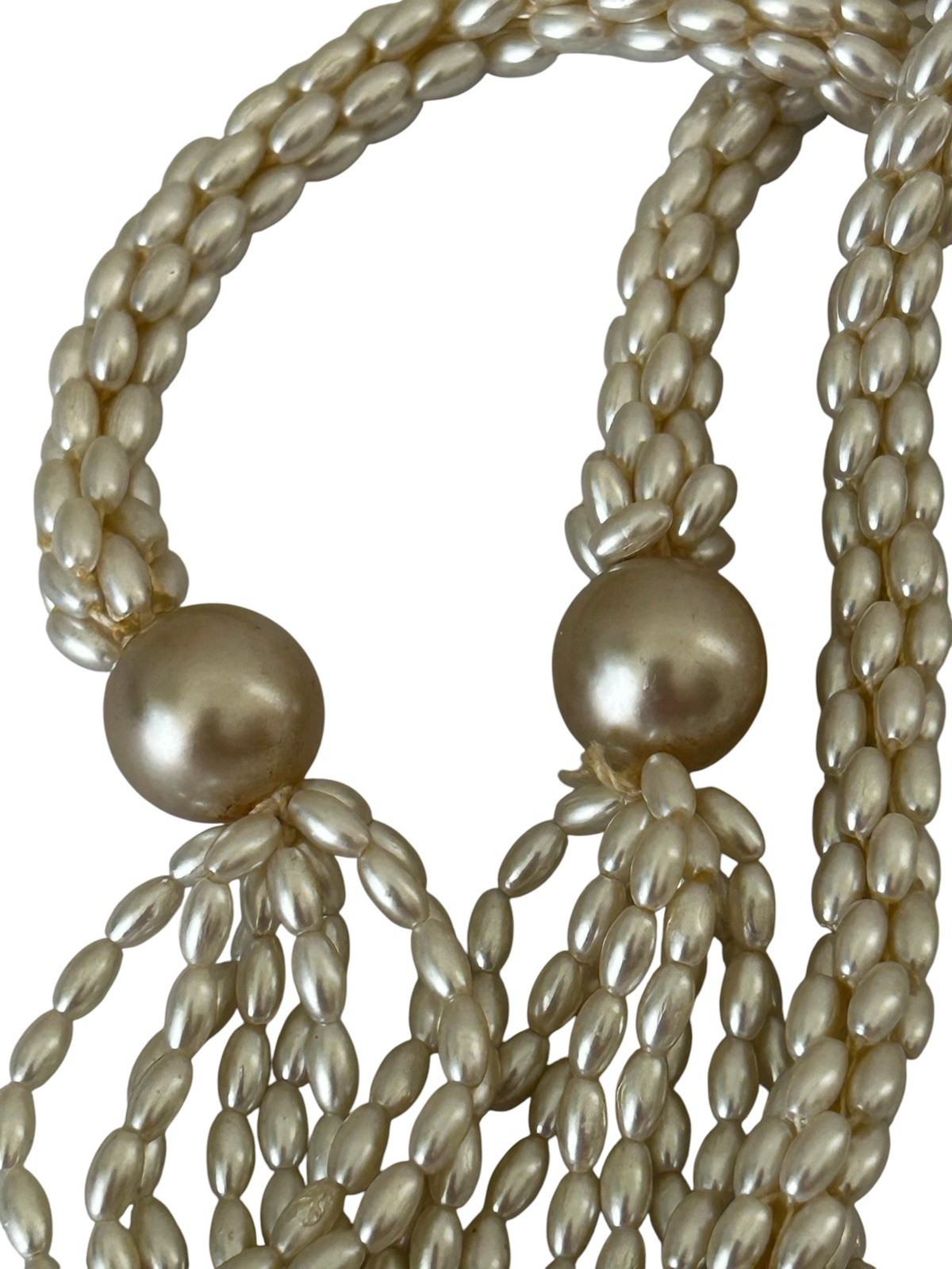 Long Faux Pearl Lariat Necklace Multi Strand Tassel Wrap Belt Convertible 58”