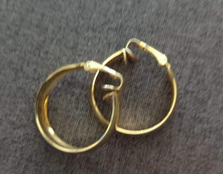 Vintage Hinge Clip on Gold Plate Metal – Wide Hoop Earrings