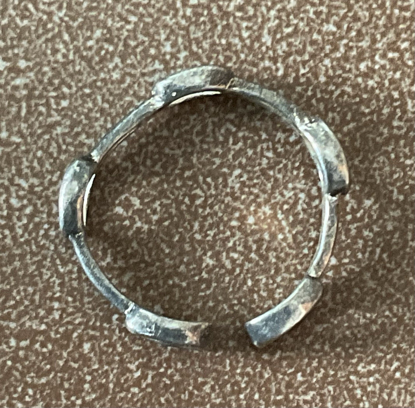 Vtg 925 Sterling Silver Ring Open Chain Link Industrial Modernist Sz 3.5 – 4.25