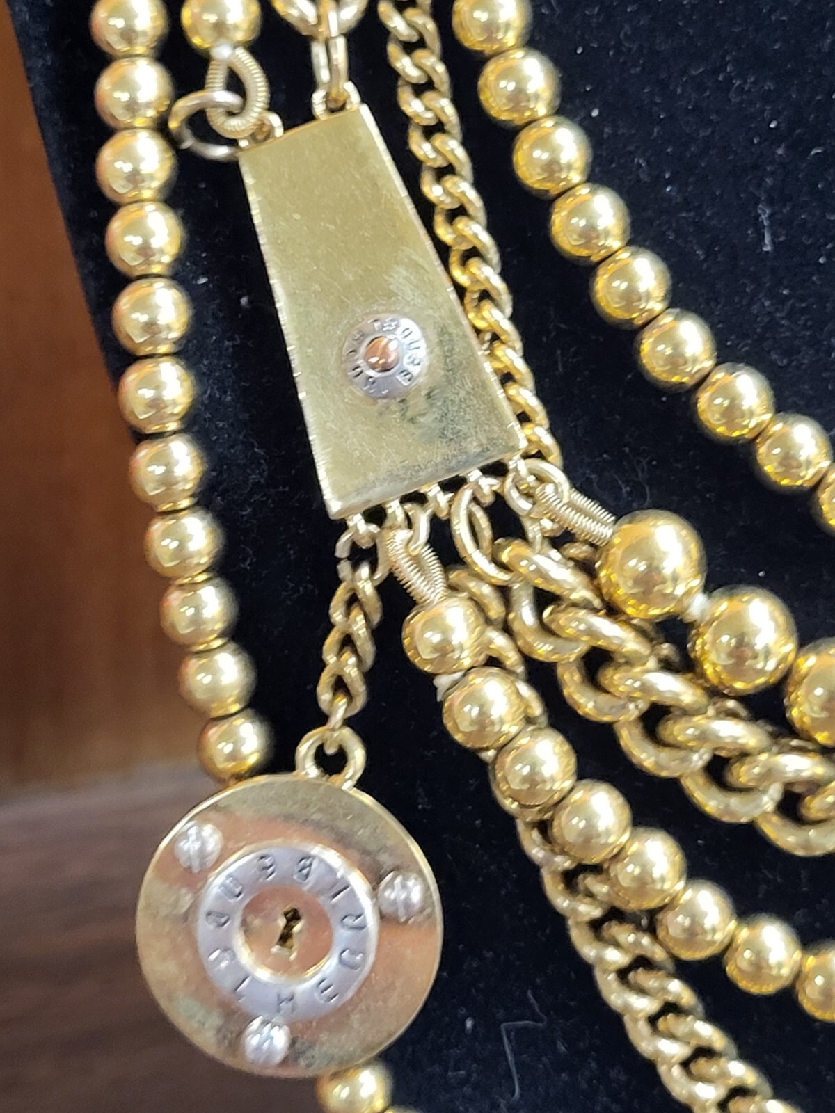 Vintage Rare HENRI BENDEL Gold Beaded 1980’s Gold Tone Necklace. Multi-layers.