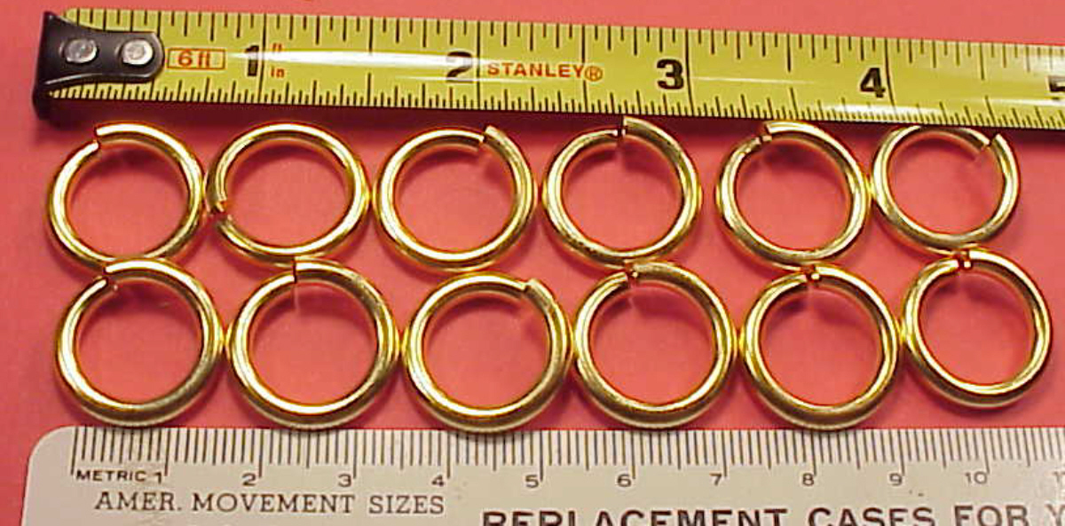Vintage Gold Plated Brass 19mm 3/4inch Jump Rings Chains 12 Pieces Crafts