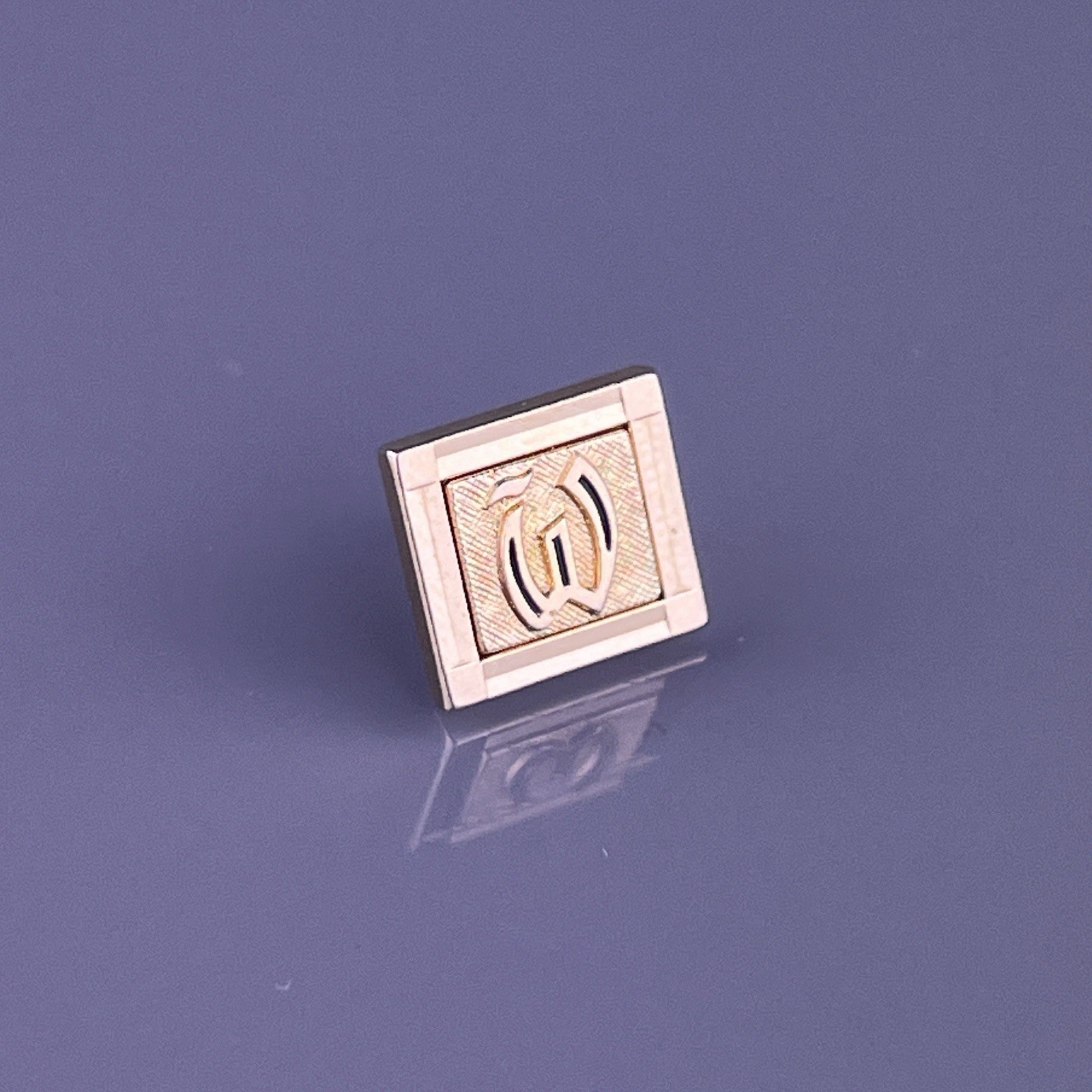 W Initial Tie Tack Lapel Pin Gold Tone Monogram Old English Font Swank Vintage