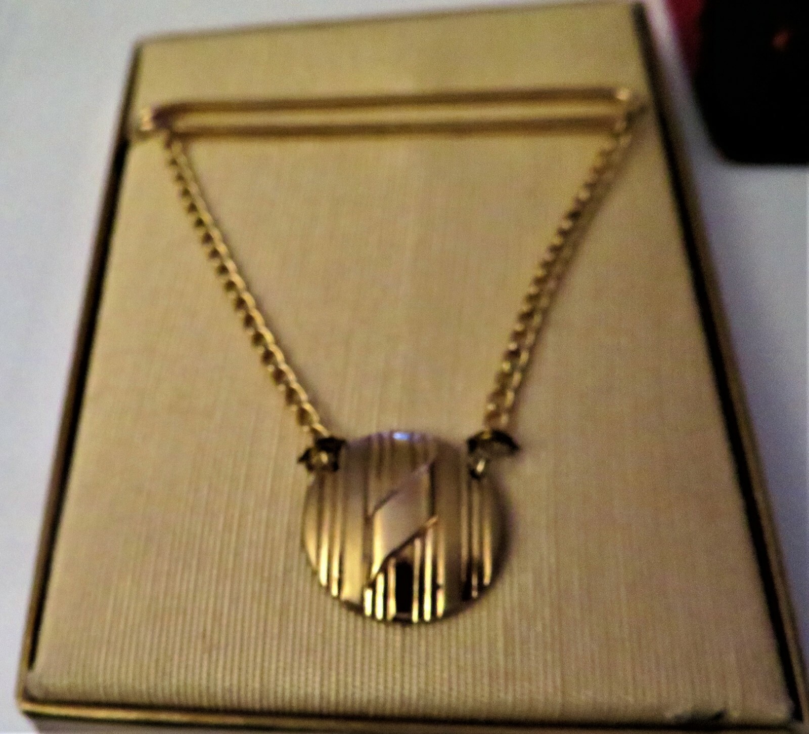 NOS Antique Art Deco HADLEY Yellow Gold GT Tie Clasp Bar w Box #c920
