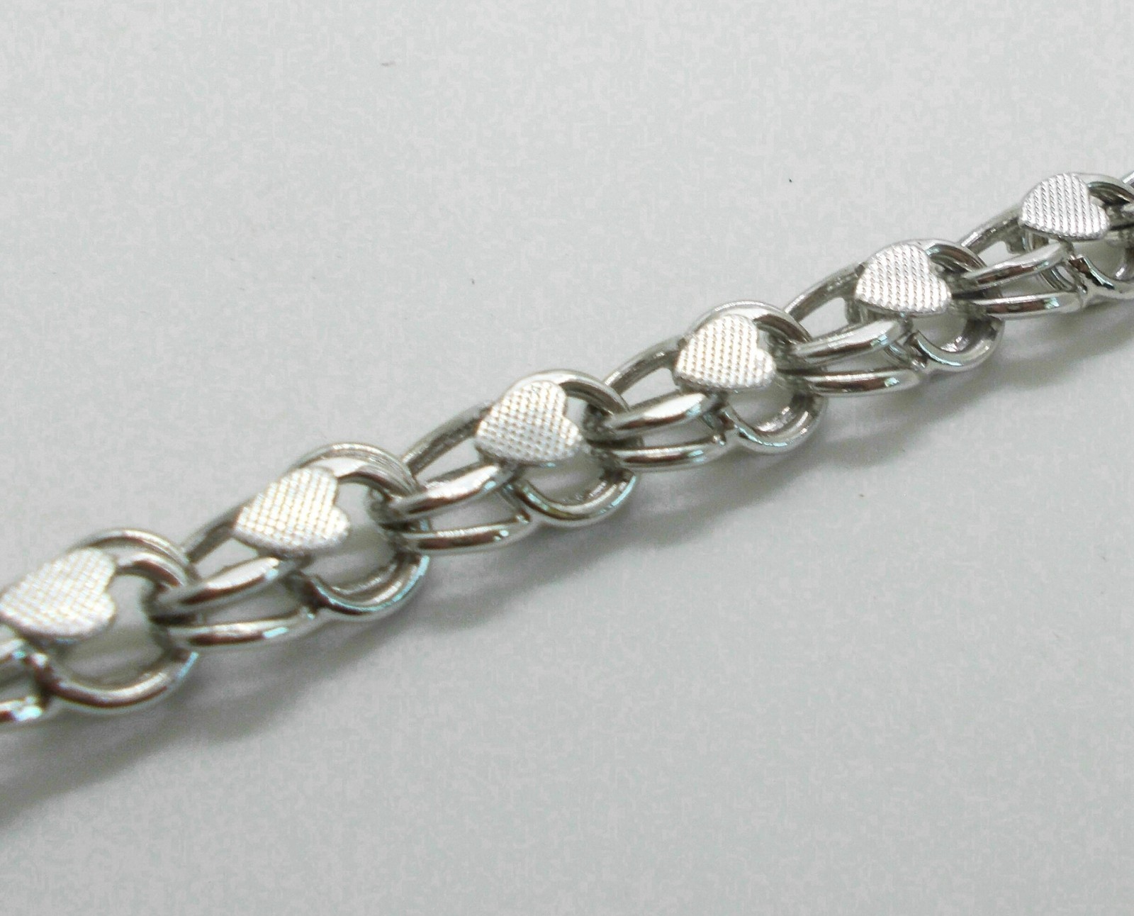 MONET-BEAUTIFUL HEART LINK Starter CHARM BRACELET Silver Tone+safety chain~7.5″
