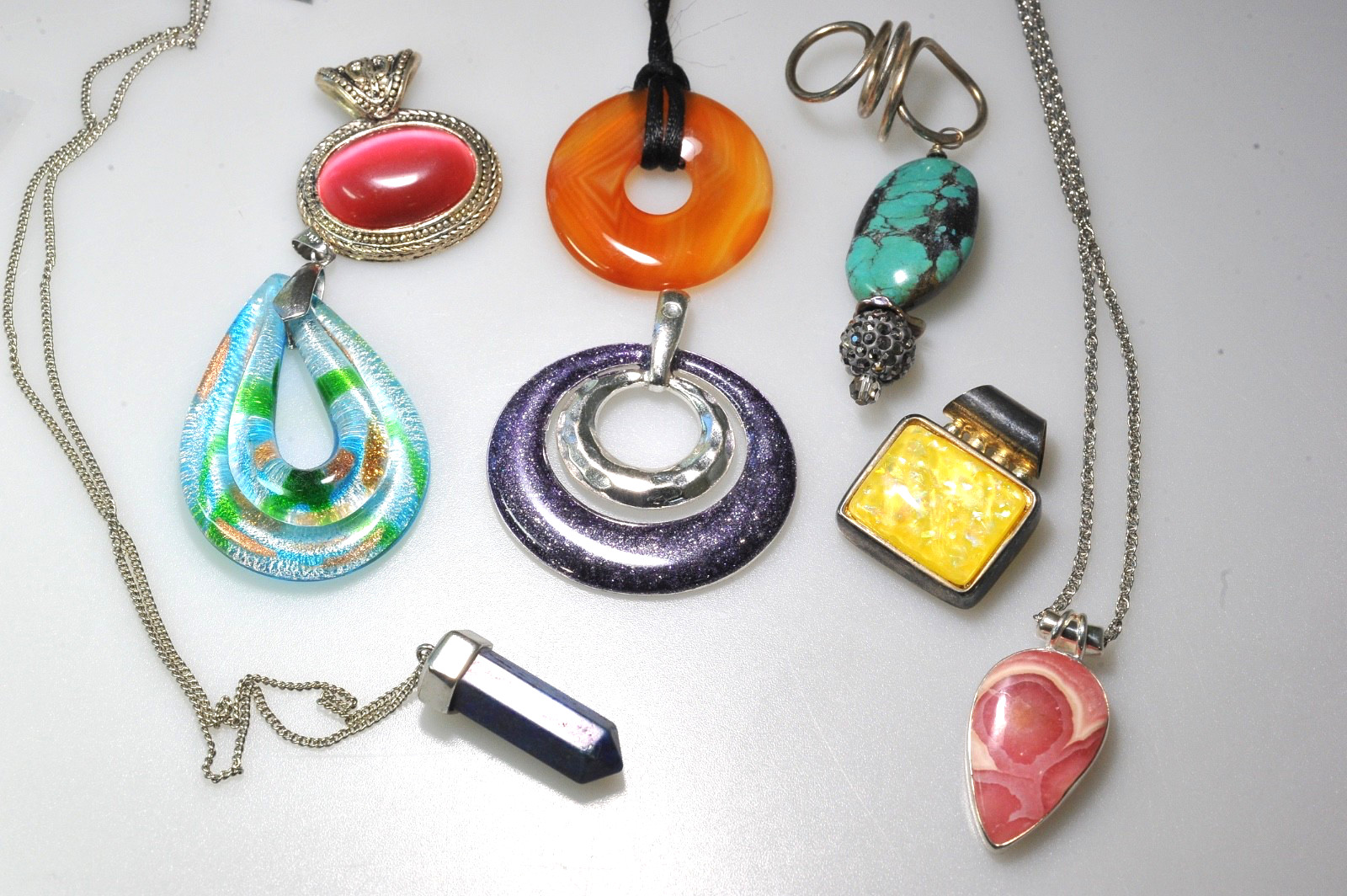 Pendant lot vtg to now variety jewelry craft or wear stone glass other PK27