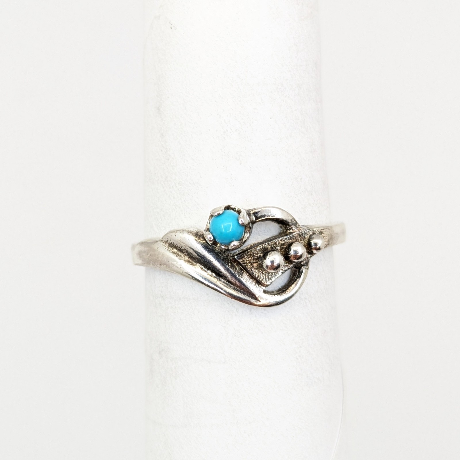 Vintage Soviet RING Silver⭐925 mark USSR with Turquoise-size: 8.5US (18.5mm) #19