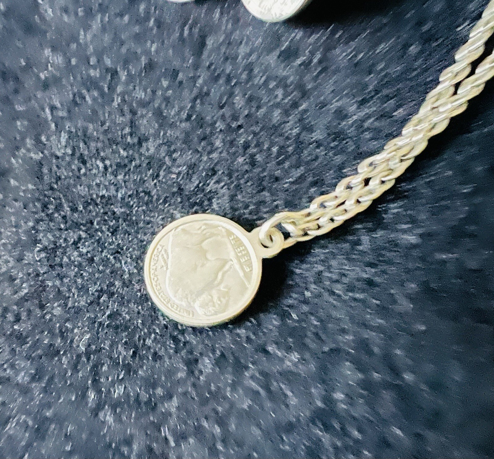 Vintage Silver Tone Buffalo Nickel Coin Necklace and Earring Set
