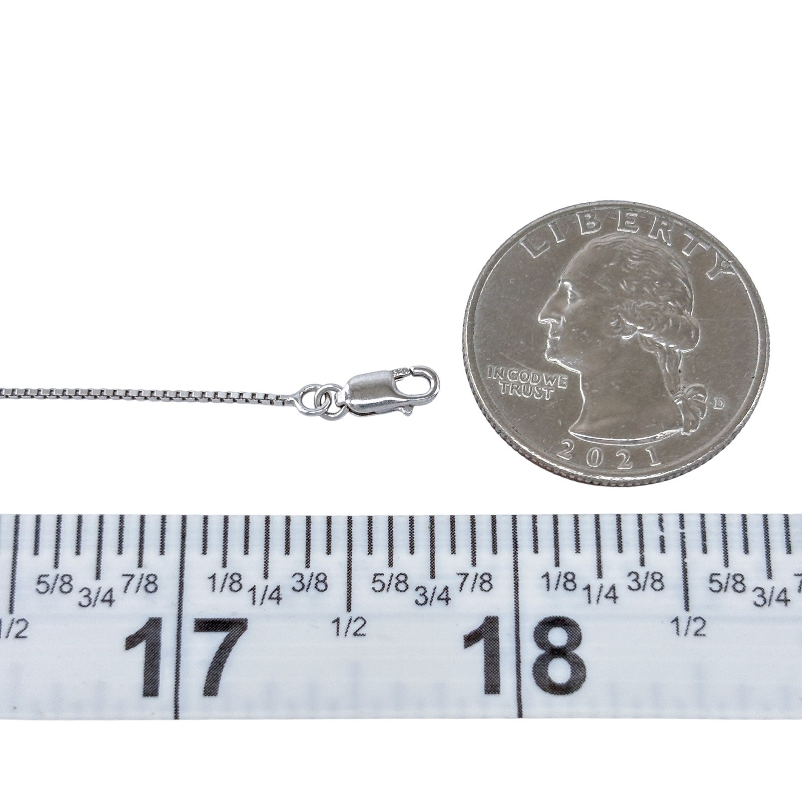 Vintage Sterling Silver 925 0.9mm Box Chain Necklace 17.5″