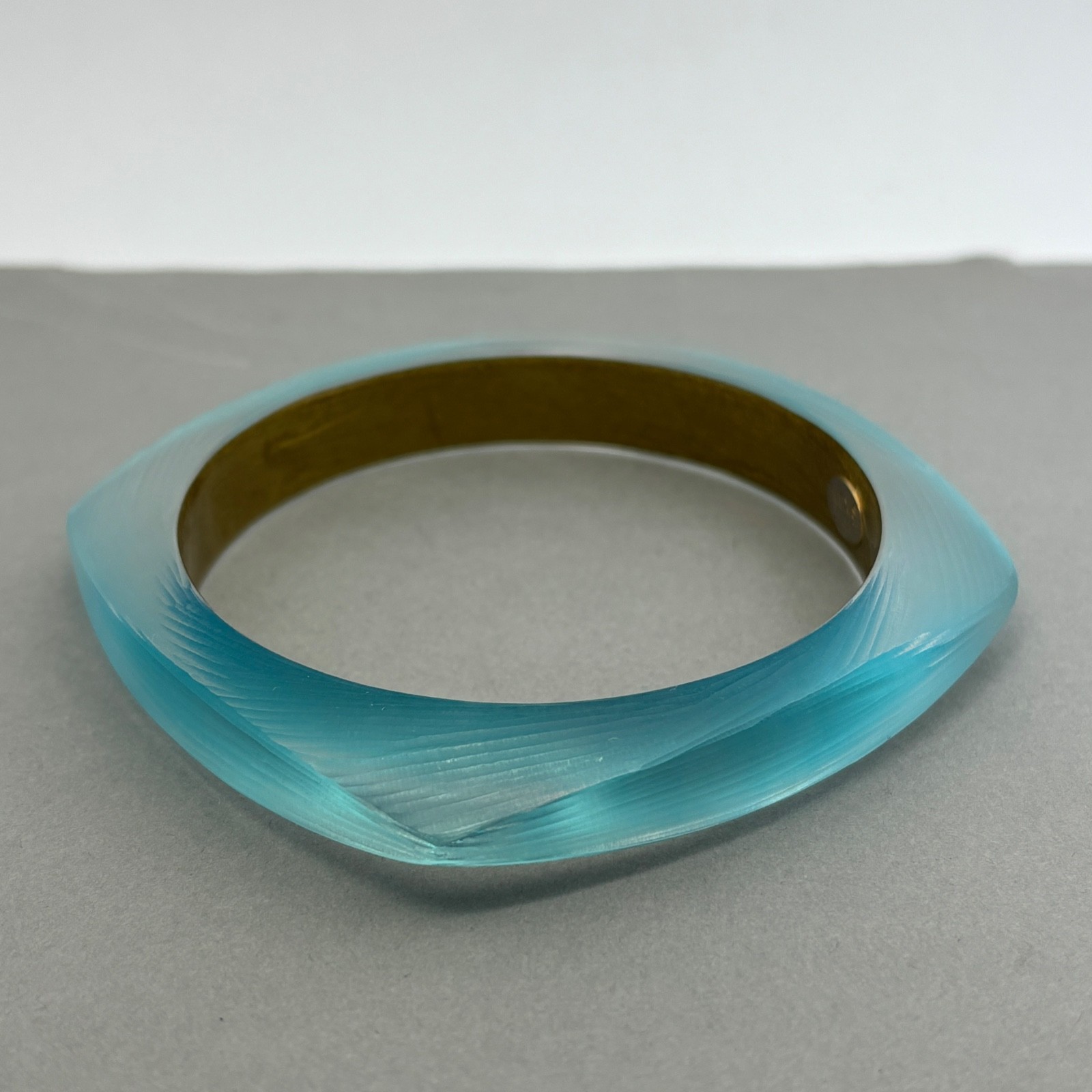 Alexis Bittar Bangle Bracelet Lucite Aqua Light Blue Translucent Vintage