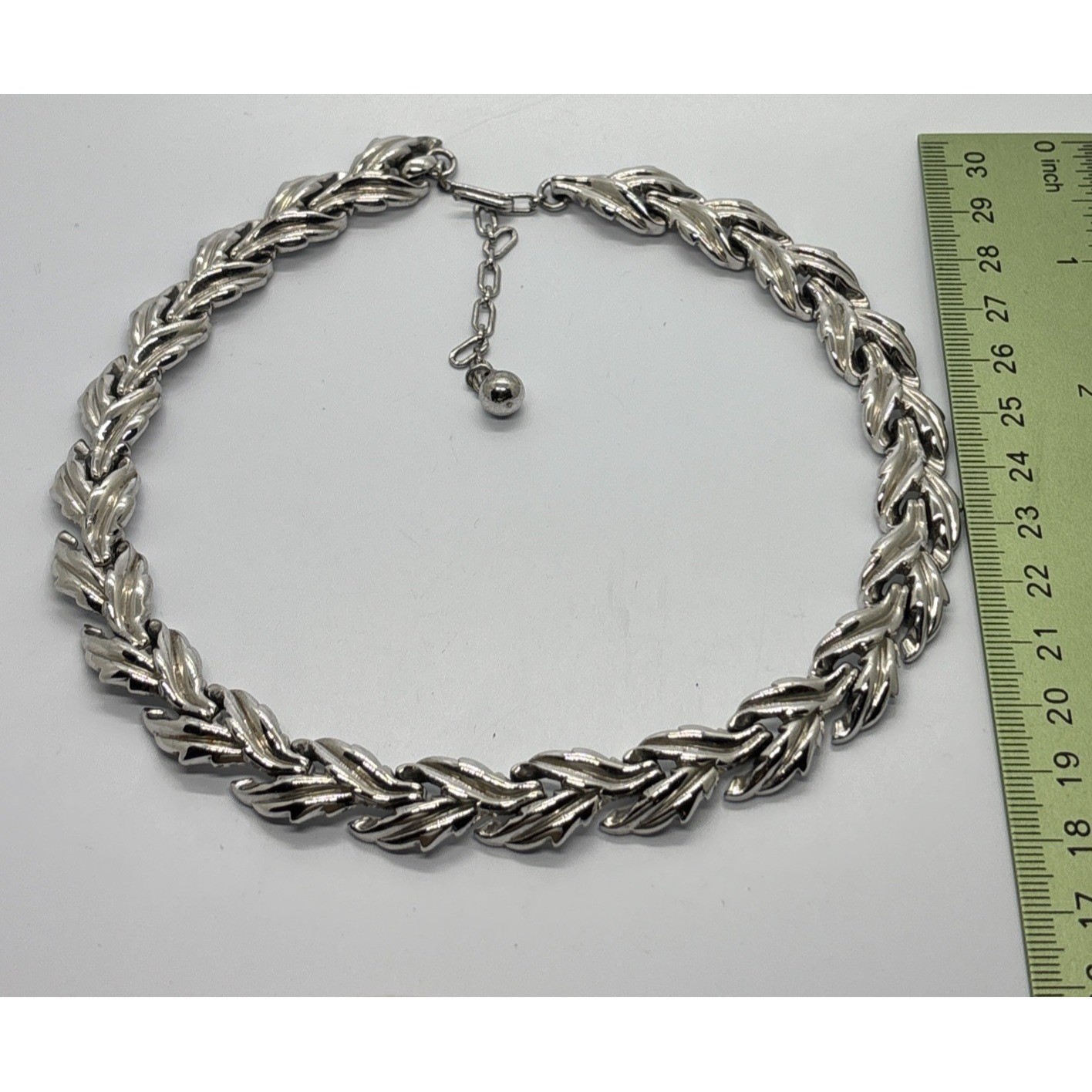 Choker Necklace Silver Tone Trifari Patent Pending Leaf Vintage Mid Century