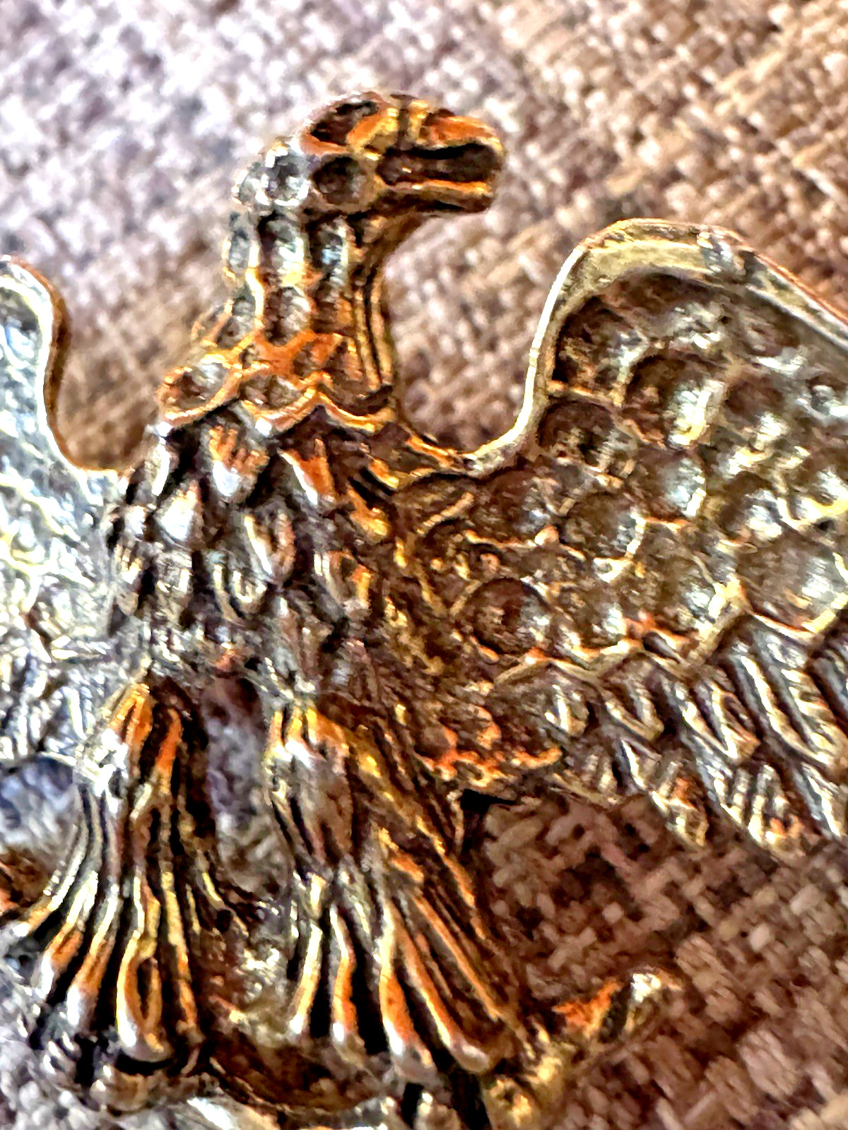 VTG Zentall Spread Wings Eagle Pin Brooch Burnished Brass Look Patriotic Jewelry