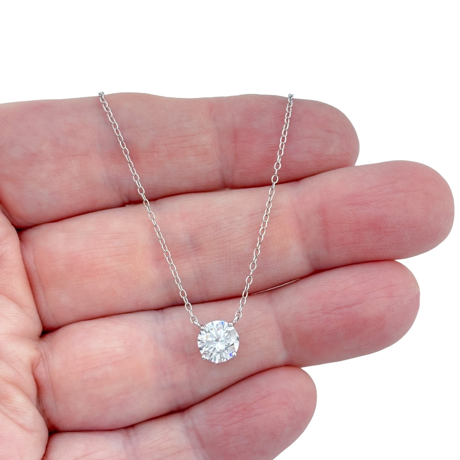 Vintage Sterling Silver 925 Cubic Zirconia Pendant Necklace 16″, 17,” 18″