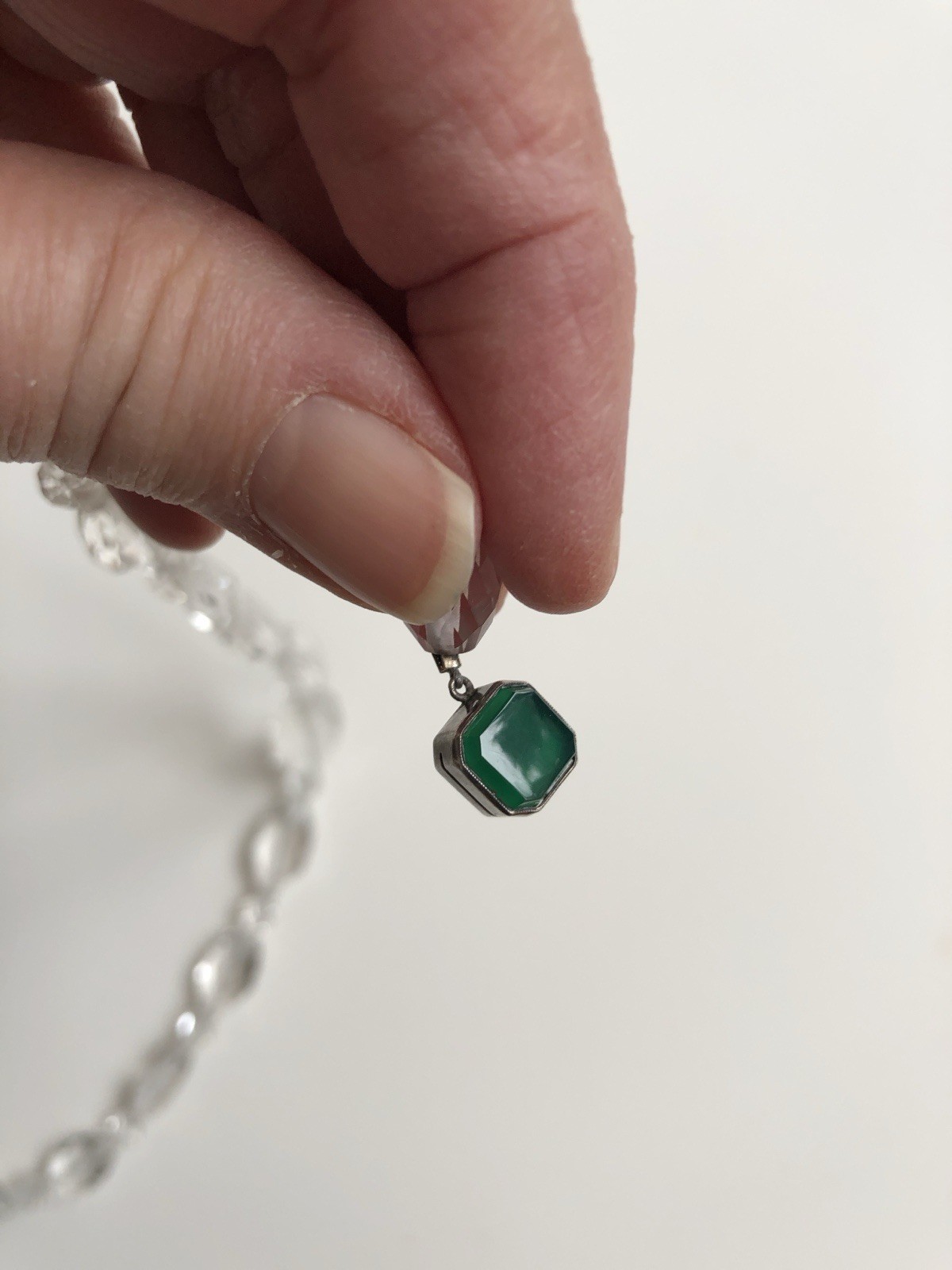 Vintage Faceted Rock Crystal `16” Necklace Graduated, W. Germany, Sterling Clasp